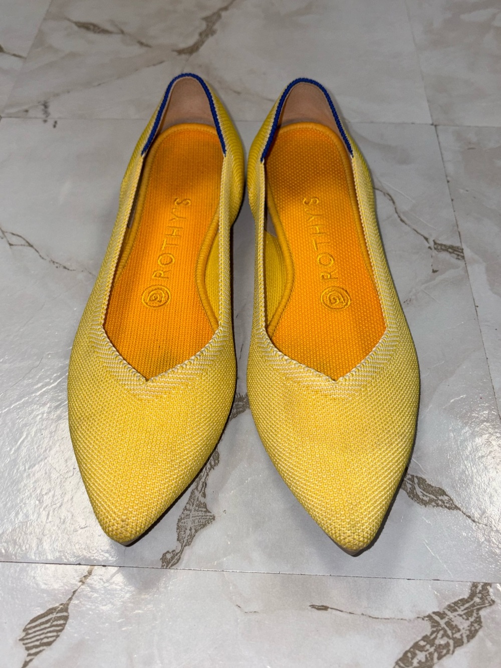 Rothy's Women's Yellow Pointed Knit Flats size 8